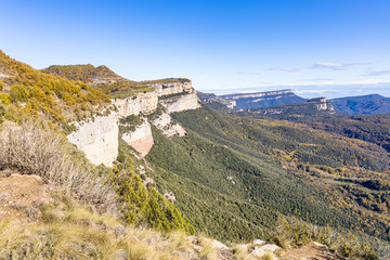 Fototapeta na wymiar Route through the cliffs of Avenc and Tavertet