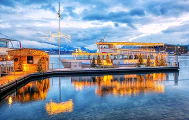 Deurstickers Christmas time on Lake Lucerne, Switzerland © Boris Stroujko