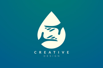 Design of a combination of water droplet and hand. Minimalist and simple vector illustration of a logo and icon