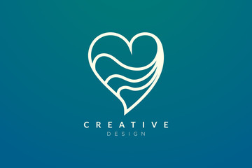 Heart shape design with wave decorations. minimalist and simple vector