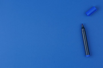 blue marker on the blue table top view