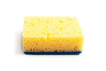 Sponge for washing dirt and cleaning on a white background, isolate. Cleaning supplies on white background.