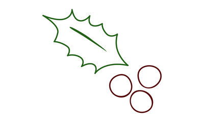 ust a Holly leaf with three berries. bright, familiar traditionally. Christmas print