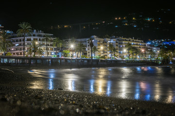 Streets of the French city of Menton with rain