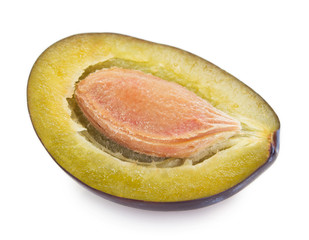 Fresh plum on white background