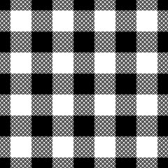Traditional Black and White Gingham Seamless Pattern. Buffalo Check Plaid Pattern. Vector Tablecloth Tartan Plaid Background