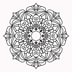 hand drawn doodle mandala. Ethnic mandala with colorful tribal ornament. Isolated. Coloring page