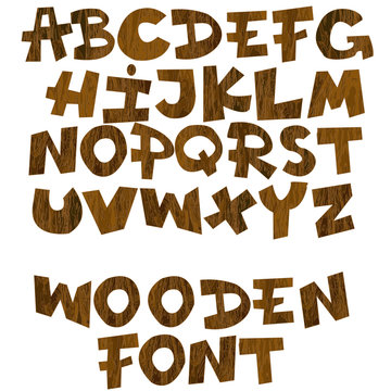 Set Of Comic Wooden Alphabet Letters