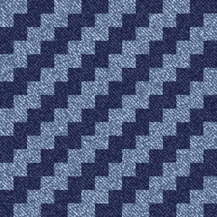 Jeans Indigo Striped Shirt background. Denim Seamless Vector Textile Pattern. Blue Jeans Cloth with Chevron Diagonal Stripes Repeating Pattern Tile. Men's Fashion Fabric
