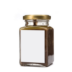 An Urbech nut organic dessert in a glass can
