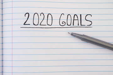 2020 goals list on notebook sheet