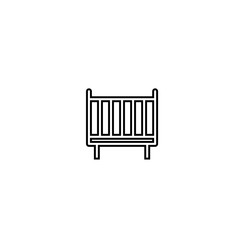 Babby bed icon. Child room symbol. Logo design element