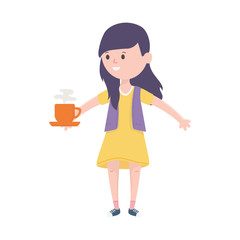 young woman with hot coffee cup