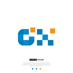 GX G X Logo Monogram with Blue and yellow Colors. modern letter logo design