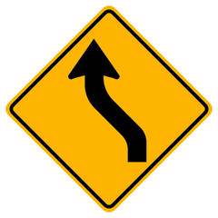 Reverse Curved Left Traffic Road Sign,Vector Illustration, Isolate On White Background,Symbols, Label. EPS10