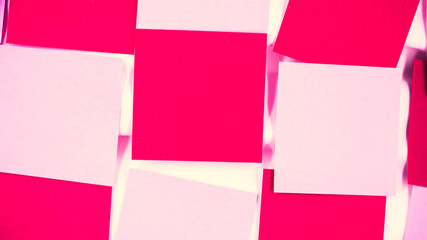 Abstract cross processed tone for vintage and retro background. Closeup of horizontal grids pattern of pink and red note paper texture.