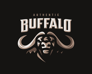 Buffalo modern mascot logo. Bull emblem design editable for your business. Vector illustration.