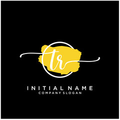 TR Initial handwriting logo design with brush circle. Logo for fashion,photography, wedding, beauty, business