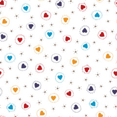 Multicolor Tiny Hearts seamless pattern. Colorful pink hearts. Love. Valentine's Day background.