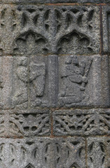 Detail of the Tudor exterior of St Mary Magdalene Church Launceston Cornwall