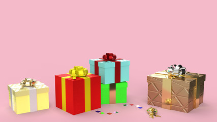 The gift boxs  on pink background 3d rendering image for celebration content..