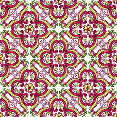 Mexican talavera ceramic tile pattern with flowers.