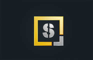 Obraz premium gold silver metal letter S alphabet logo design icon for business