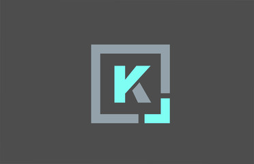 grey letter K alphabet logo design icon for business