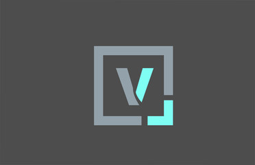 grey letter V alphabet logo design icon for business