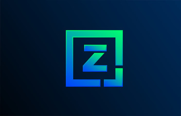 Fototapeta premium blue green letter Z alphabet logo design icon for business