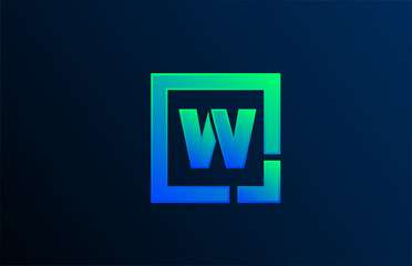 blue green letter W alphabet logo design icon for business