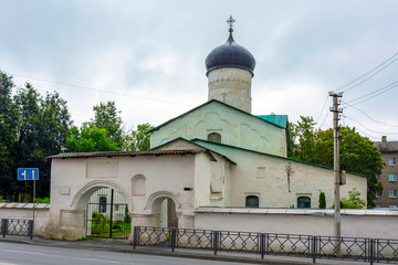 Fototapeta na wymiar Pskov Orthodox Church of Cosmas and Damian in Primost'e