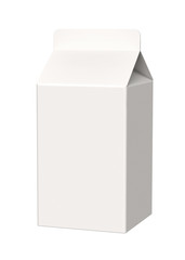 Perspective view of Small Milk or Juice Box. 3D rendered Mock Up Isolated on White Background.