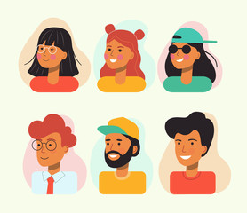 Set of people avatar collection. Vector flat style  illustration