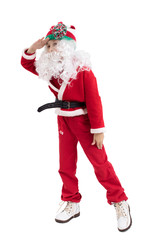 Child Santa Claus on a white background. Christmas boy.