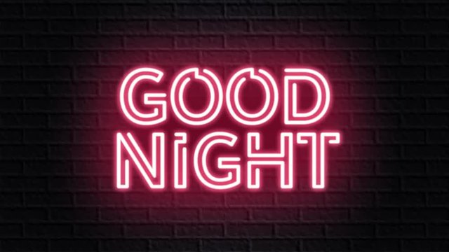 red neon video animation good night