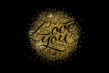 I Love You - decorative vector lettering for postcards and posters