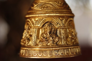 Verities of traditionally crafted decoration items with gold colour metal