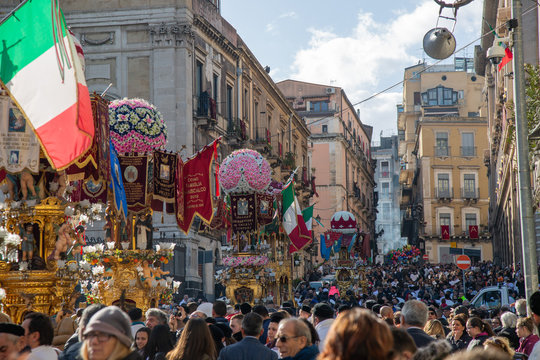 Catania Sicily, Italy - 4 February 2018. Feast of Saint Agata. Patronal feast in Sicily