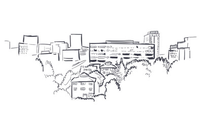 Anchorage Alaska vector sketch line usa landscape hand drawn