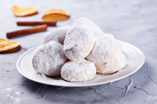 Small Plate Of Homemade Greek Kourabiedes