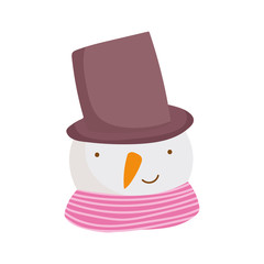 merry christmas celebration cute snowman face with hat