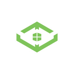 arrow home window geometric simple logo vector