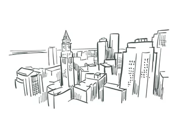 Boston Massachusetts usa Amerika Vektorskizze Stadt Illustration Strichzeichnungen © CharlieNati
