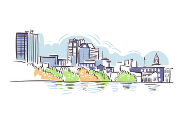 Greater Manchester usa America vector sketch city illustration line art