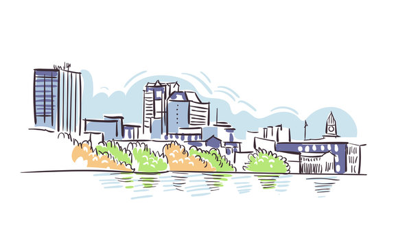 recommend clip art: Greater Manchester usa America vector sketch city illustration line art