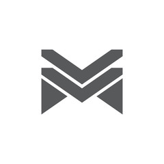 letter m stripes geometric logo vector