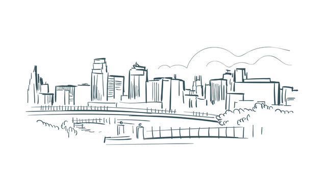 Kansas city Missouri usa America vector sketch city illustration line art