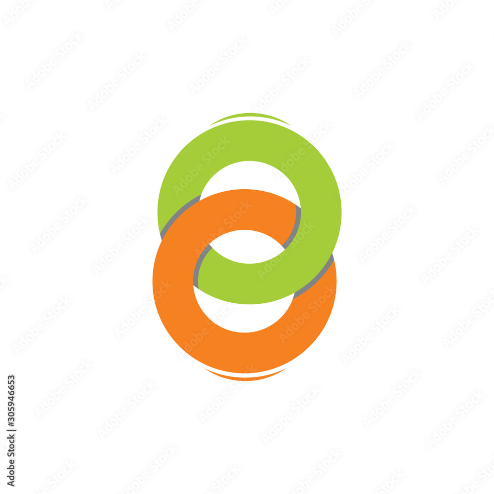 Poster linked overlapping circle object logo vector