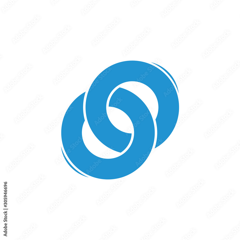Poster linked overlapping circle object logo vector